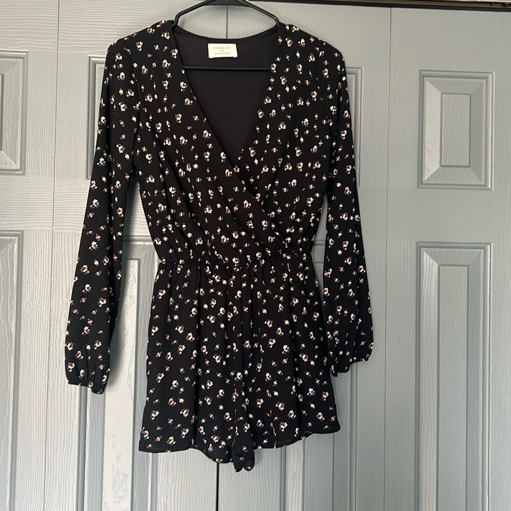 Black floral romper